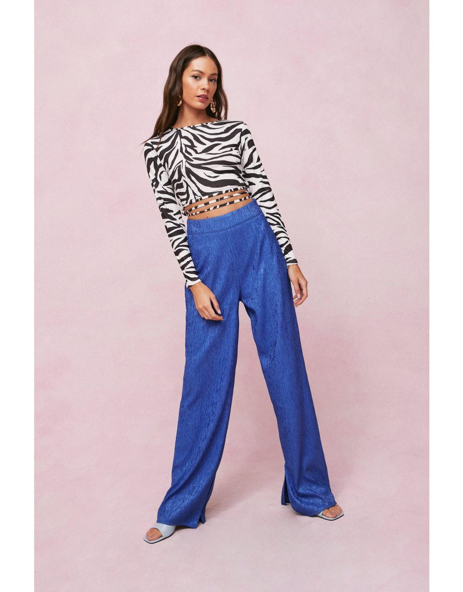 Textured Jacquard Split Hem Pants