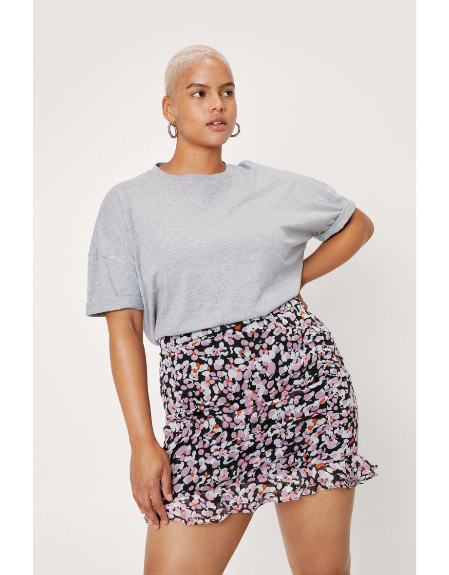 Plus Size Spot Print Ruffle Mini Skirt