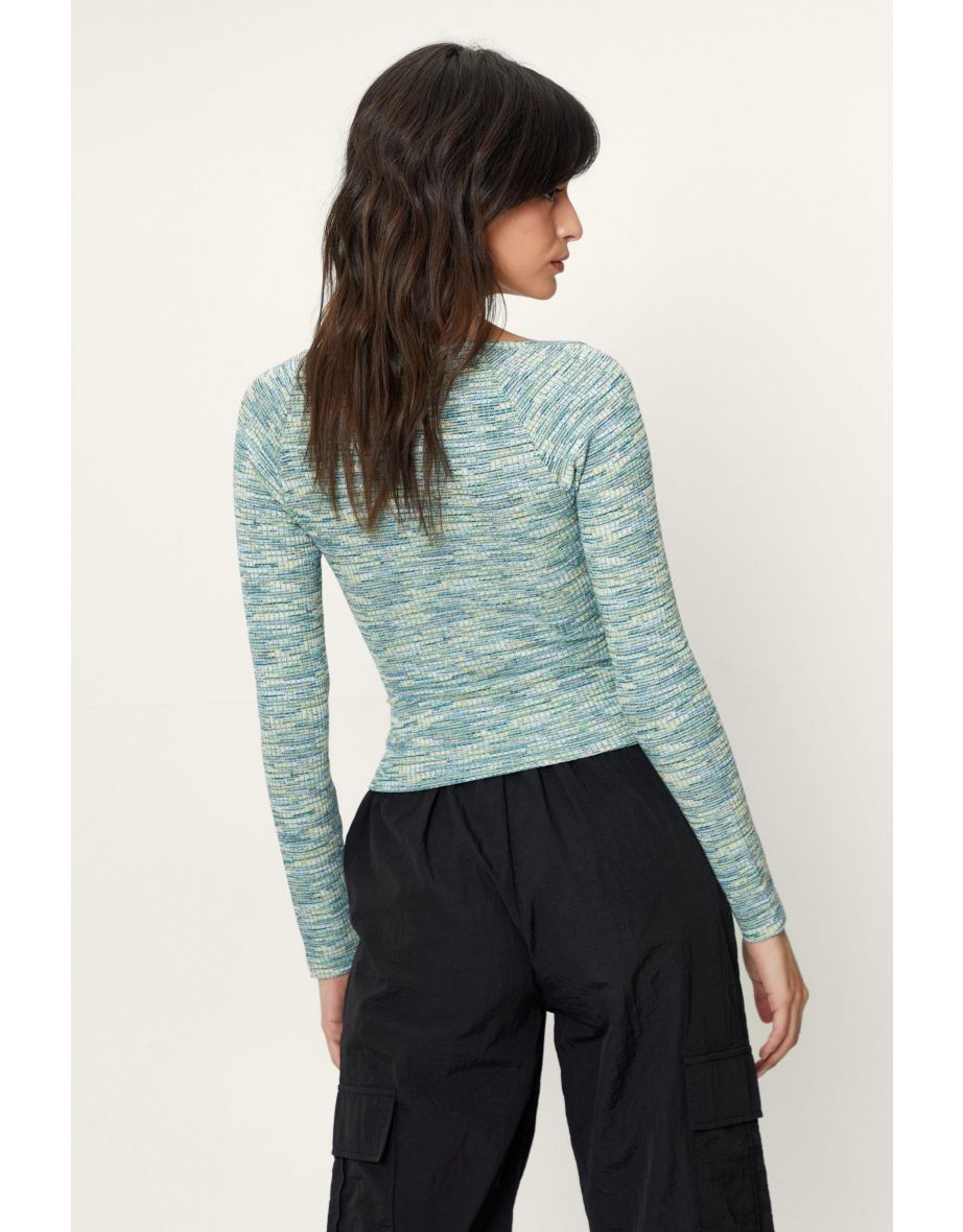 Ribbed Space Dye Cut Out Crop Top - 3