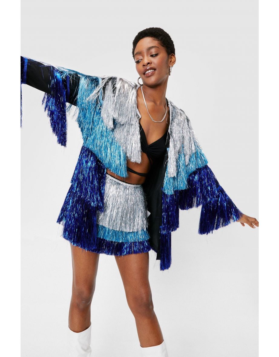 fringe metallic jacket