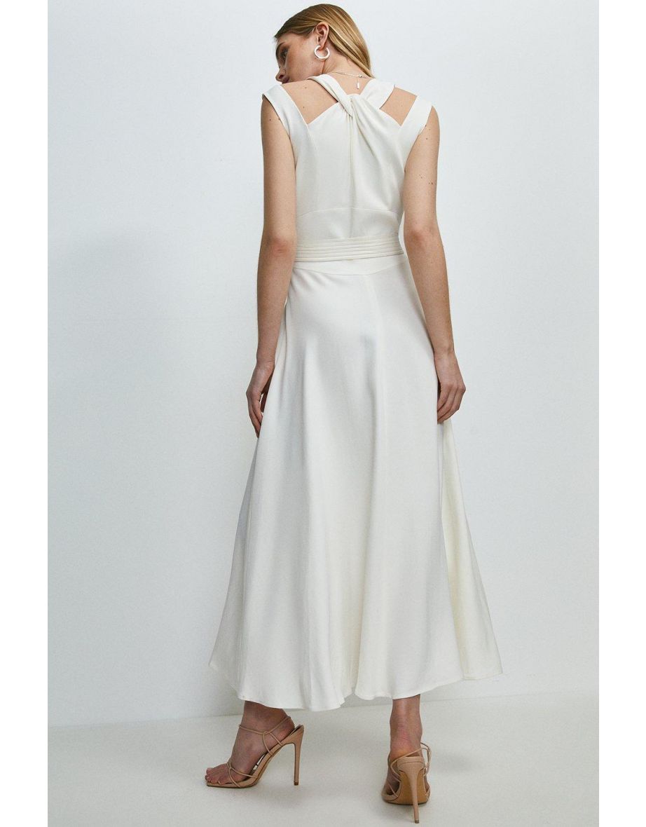 Compact Stretch Viscose Waterfall Dress - 2