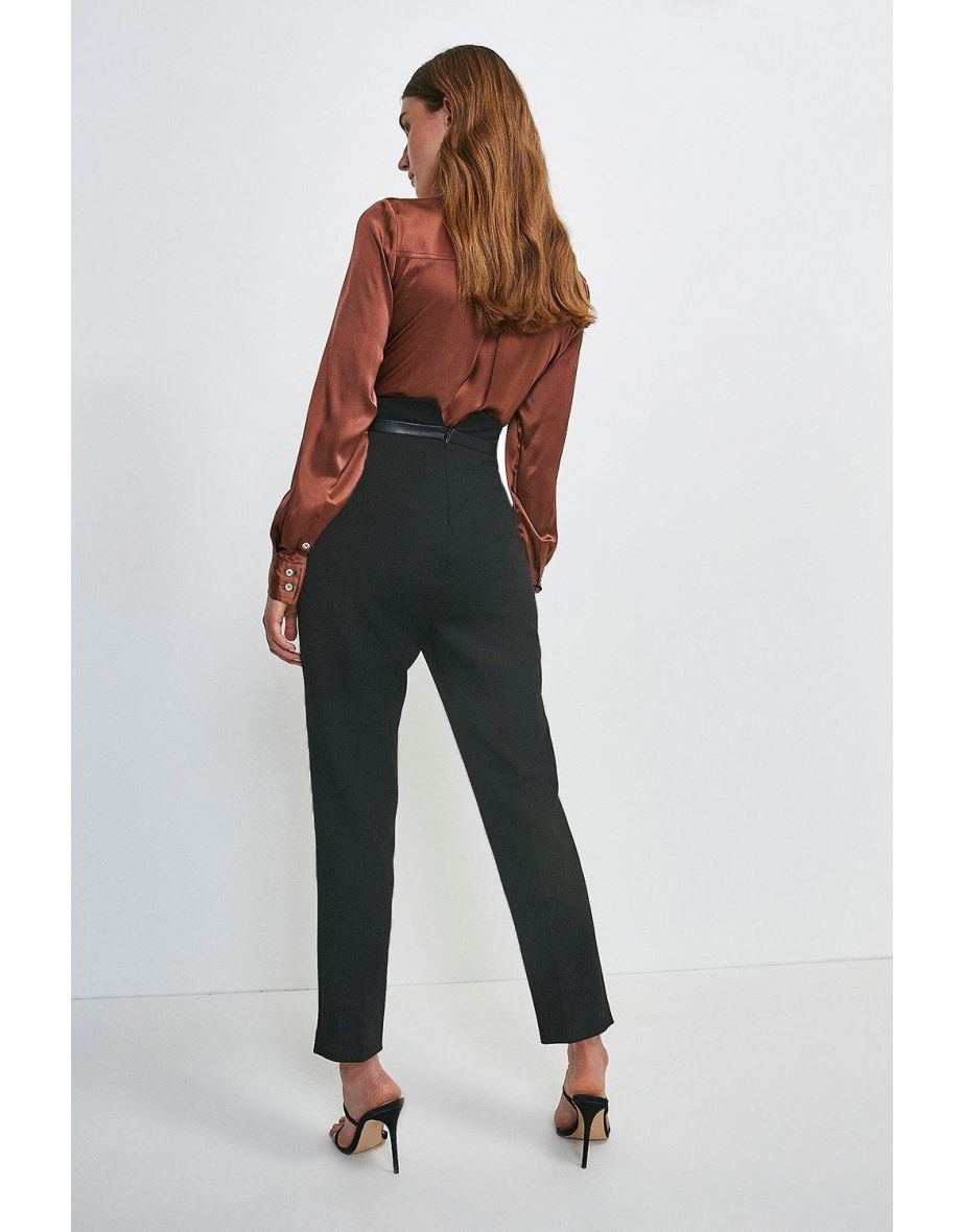 Compact Stretch High Waist Split Hem Trouser - 2