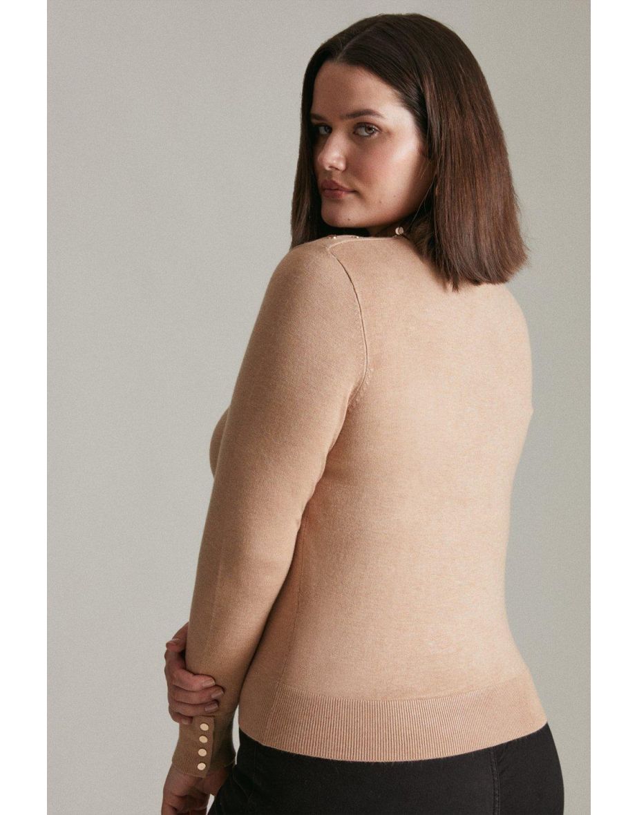 Curve Viscose Blend Trim Funnel Neck Jumper - 2