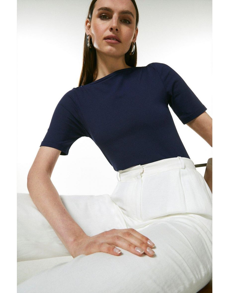 Organic Cotton Jersey Half Sleeve Slash Neck Top