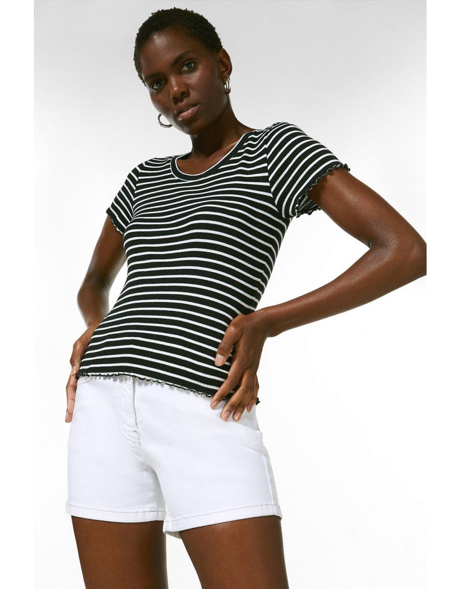 Organic Cotton Jersey Stripe Scoop Rib T-Shirt
