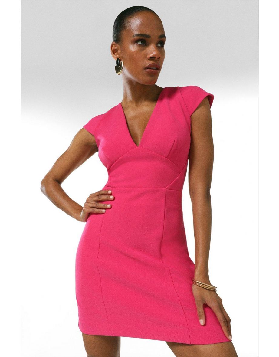 Plunge Front Figure Form Crepe Dress