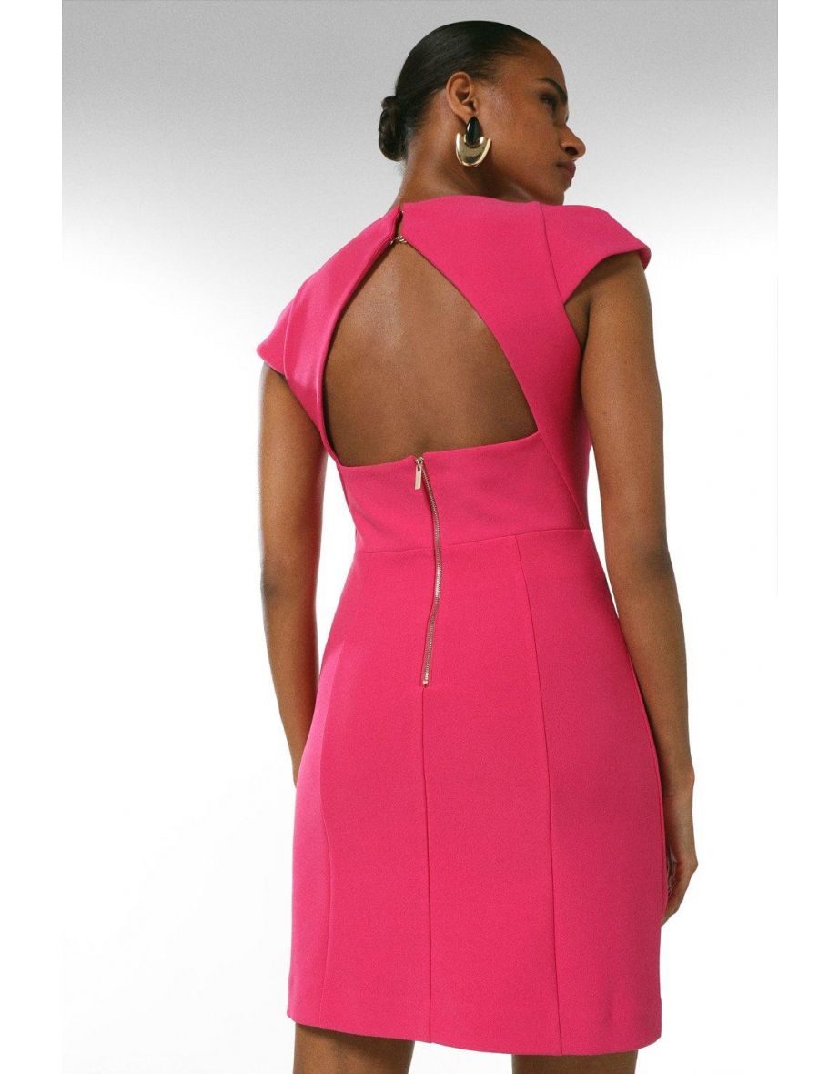 Plunge Front Figure Form Crepe Dress - 2