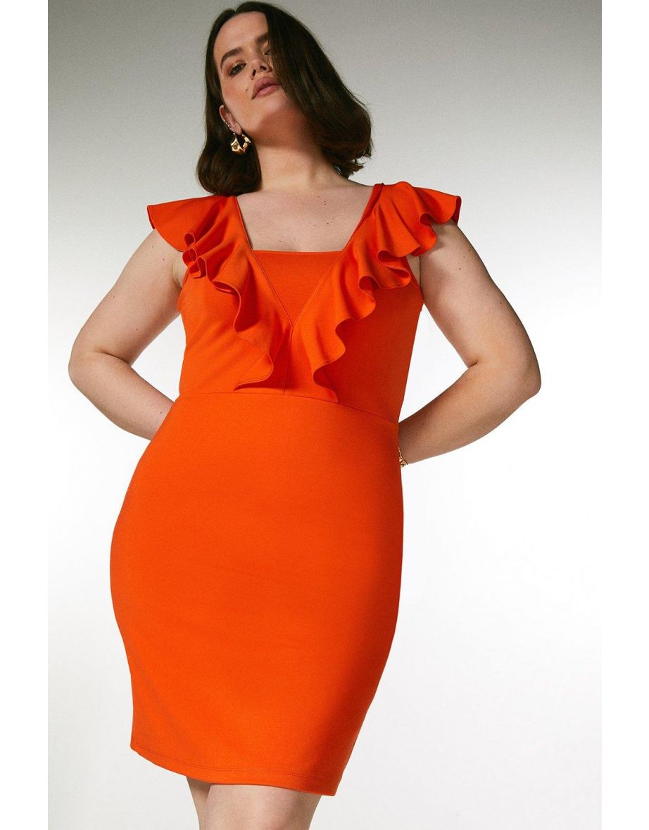 Karen millen orange discount ruffle dress