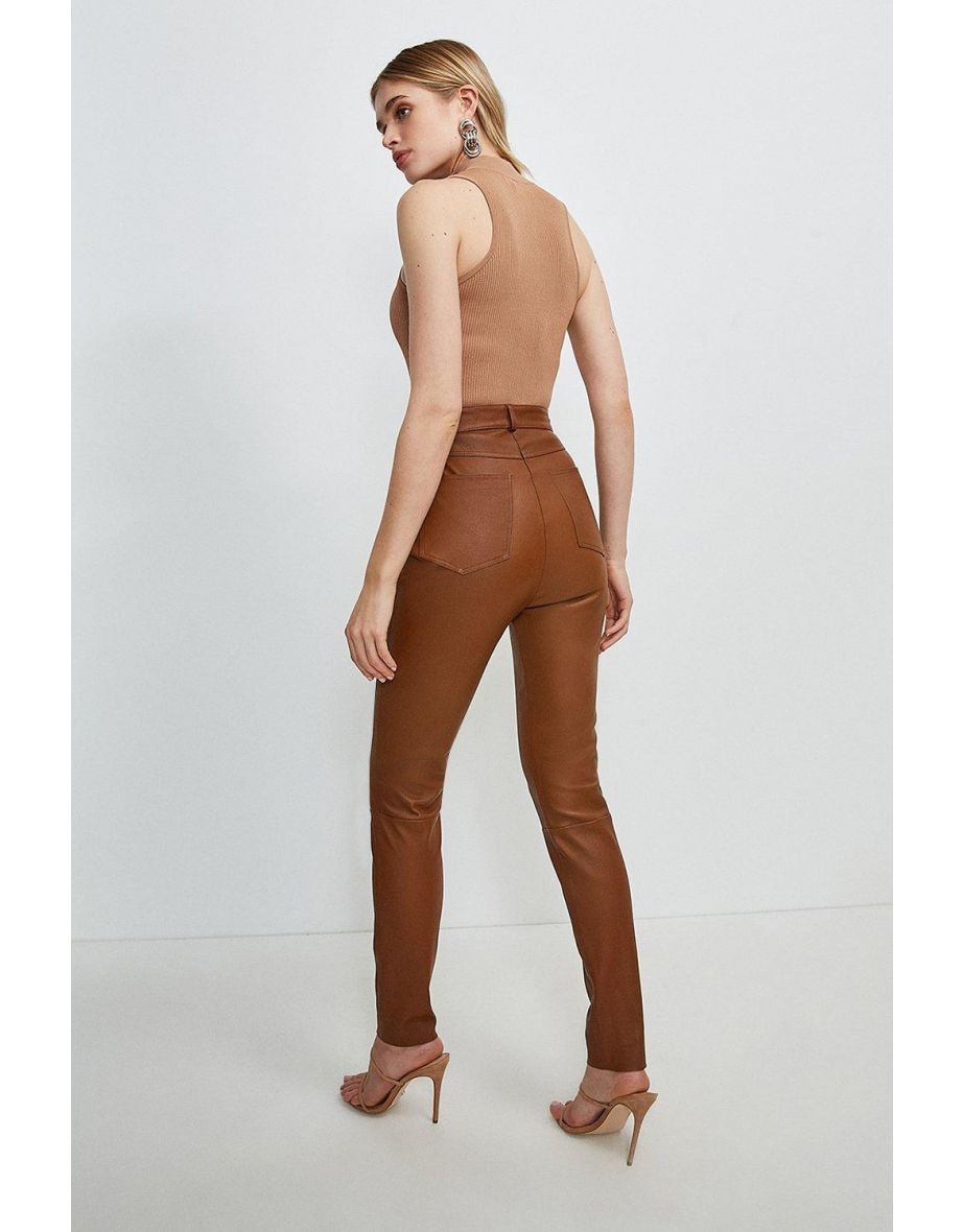 Petite Stretch Leather Five Pocket Jean - 2
