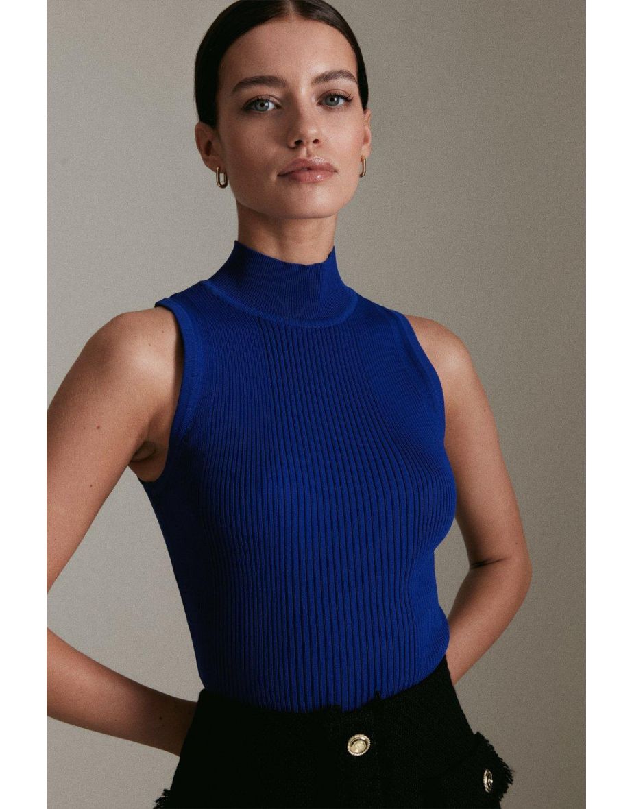 Petite Sleeveless Funnel Neck