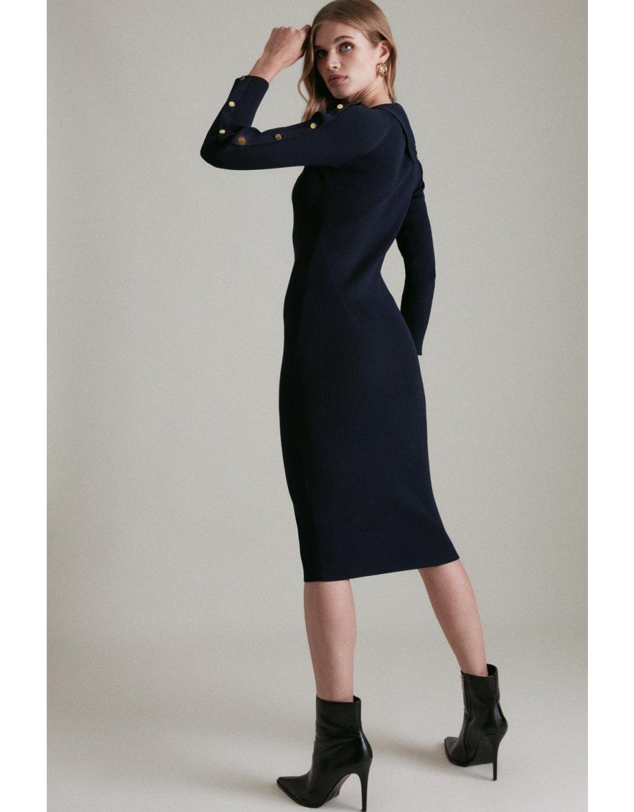 Rib Envelope Neck Dress - 2