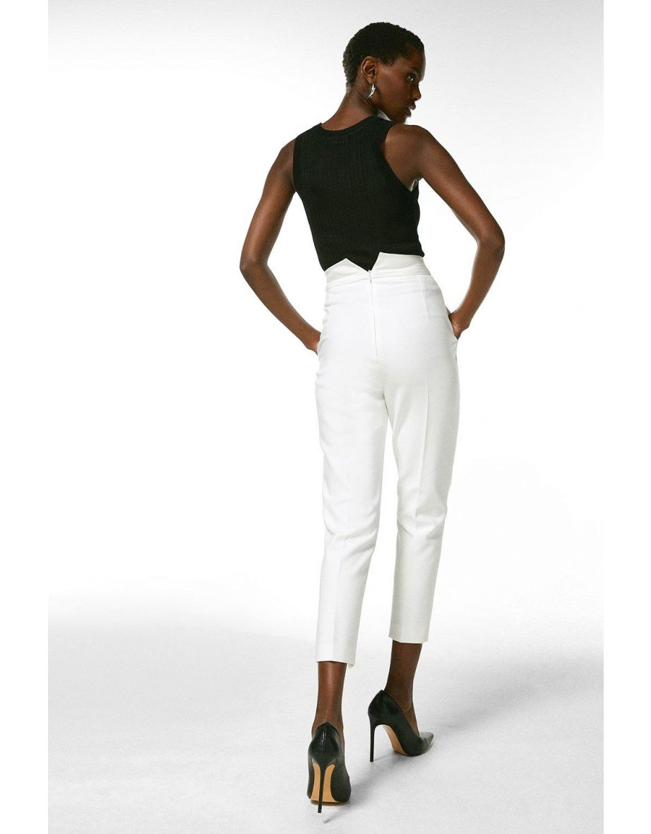 Petite High Waist Band Detail Trouser - 2