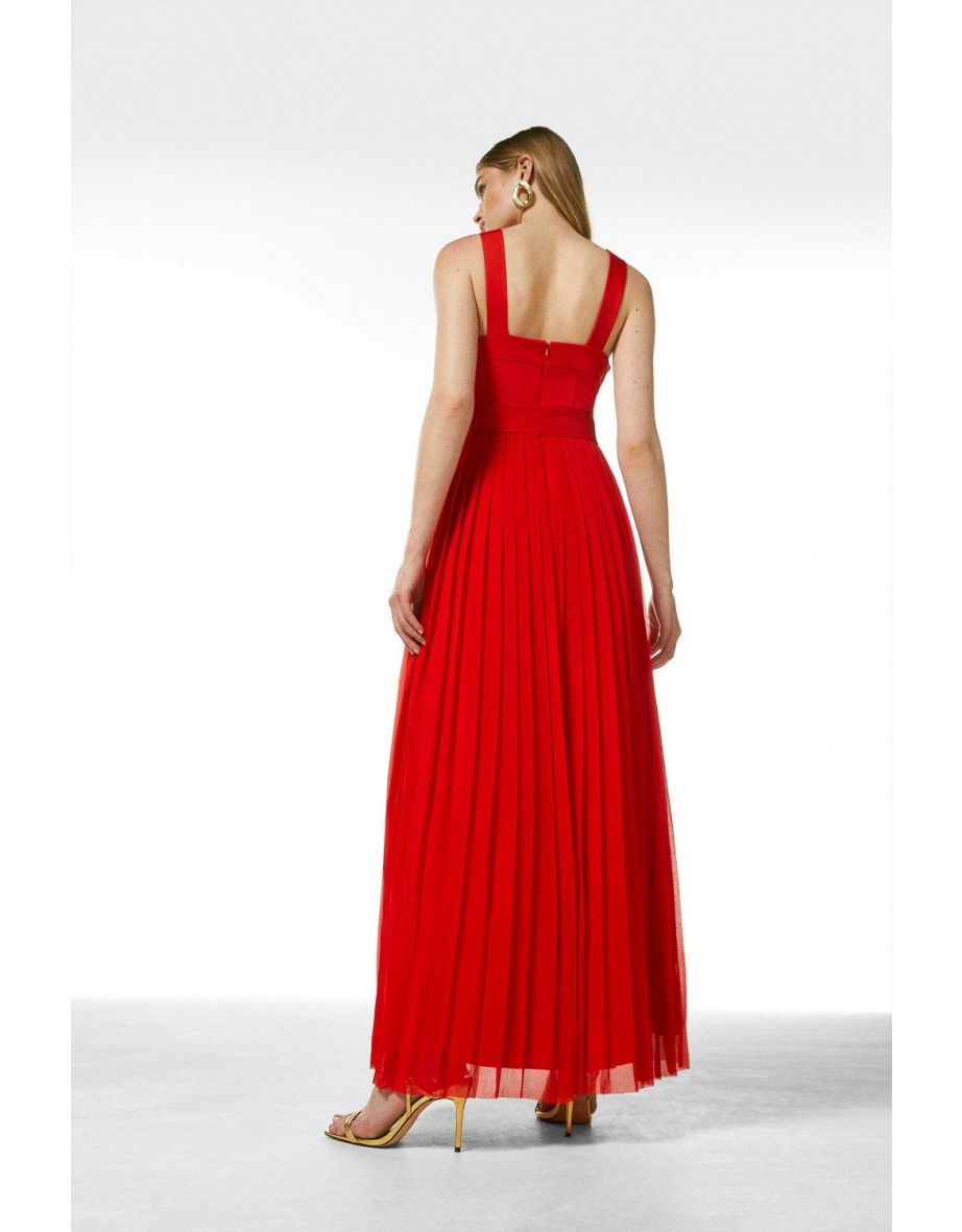 Bodice Button Detail Pleated Maxi - 2