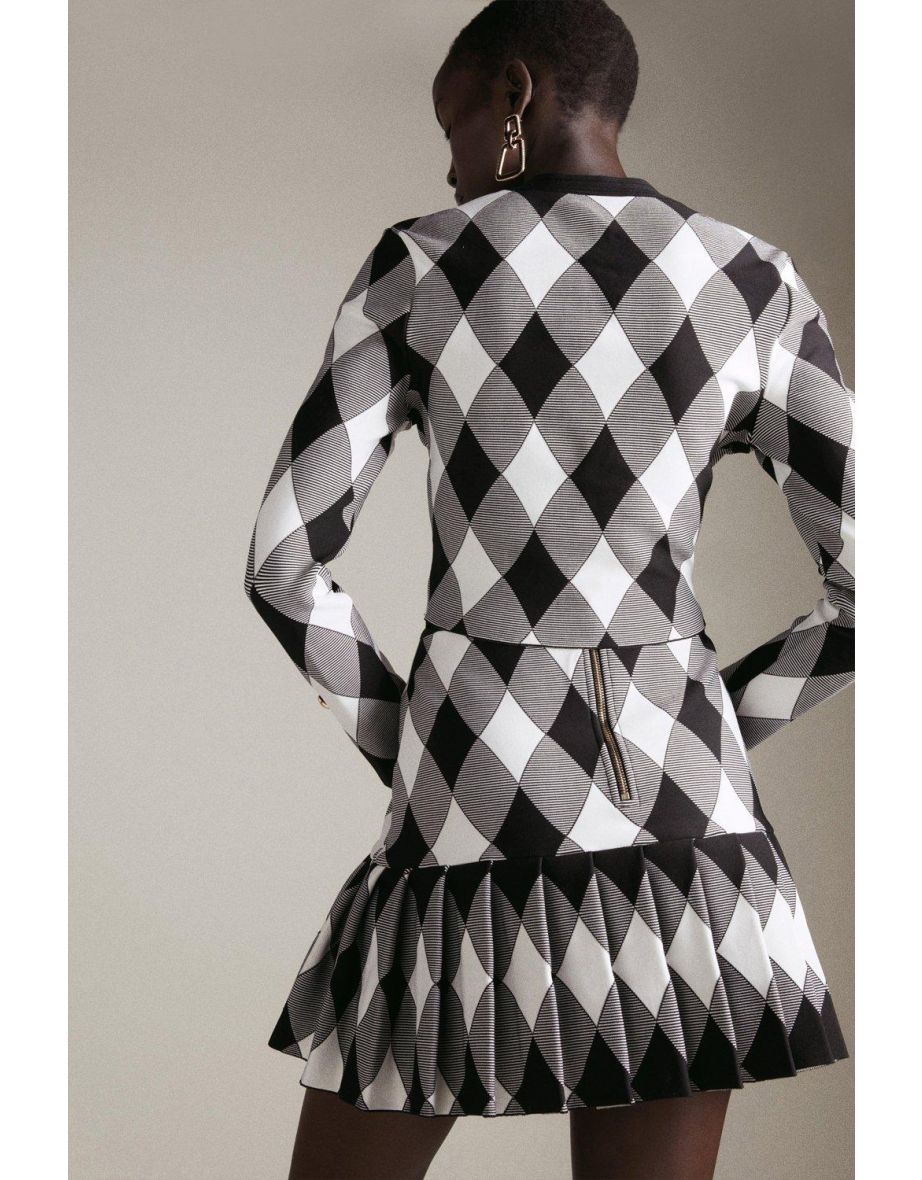Cropped Patterned Jacket With Recycled Yarn - 2