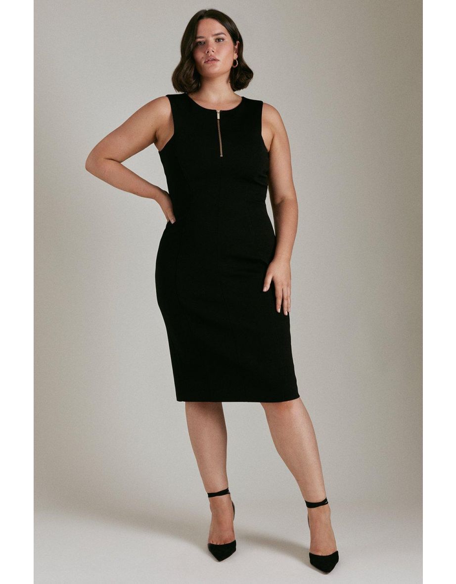 Curve Italian Structured Jersey Zip Dress
