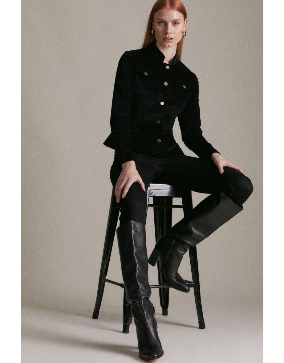 Peplum Hem Cord Jacket