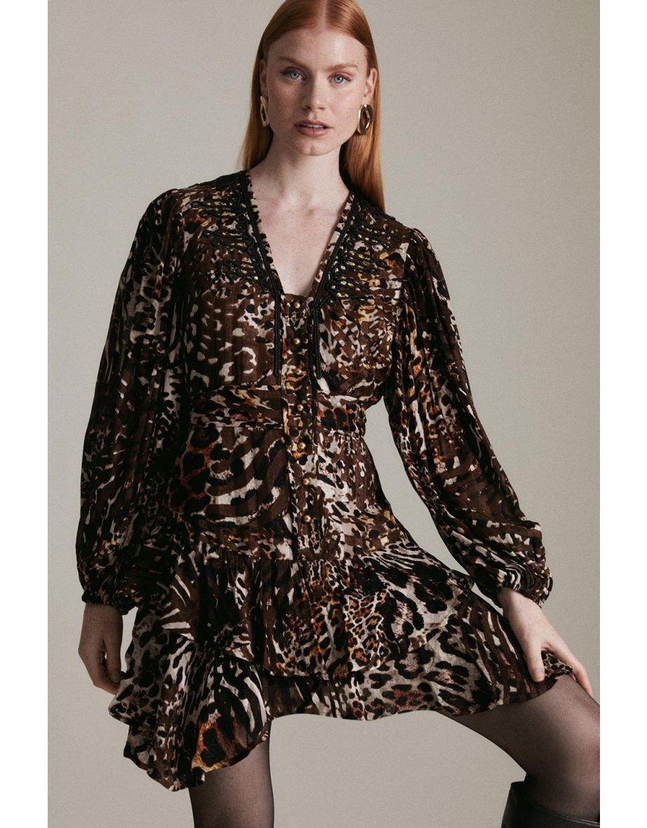 Cornelli Studded Military Tiered Dress