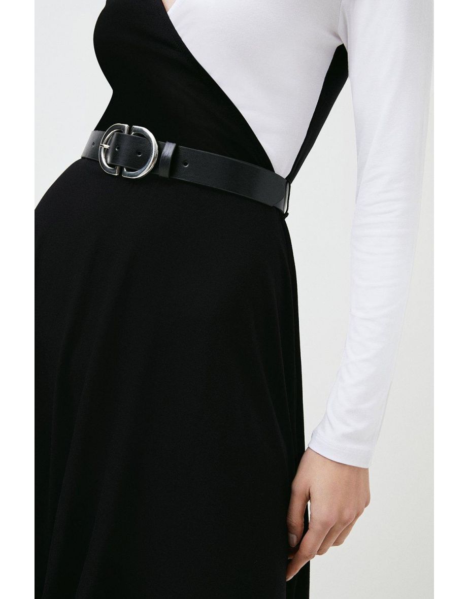 فستان جيرسية فيسكوز بتصميم لف بأكمام طويلة بحزام - 2