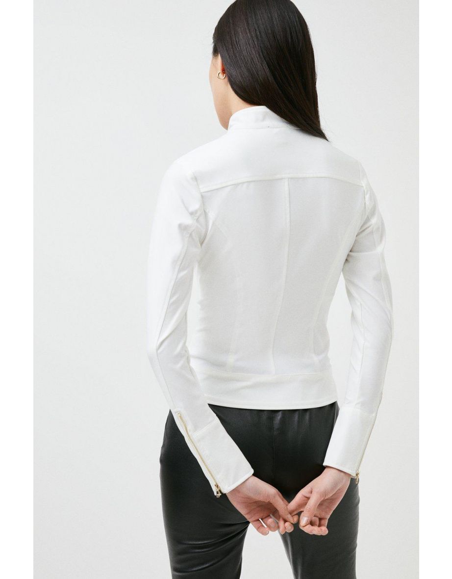 Funnel Neck Zip Through Jersey Top - 2