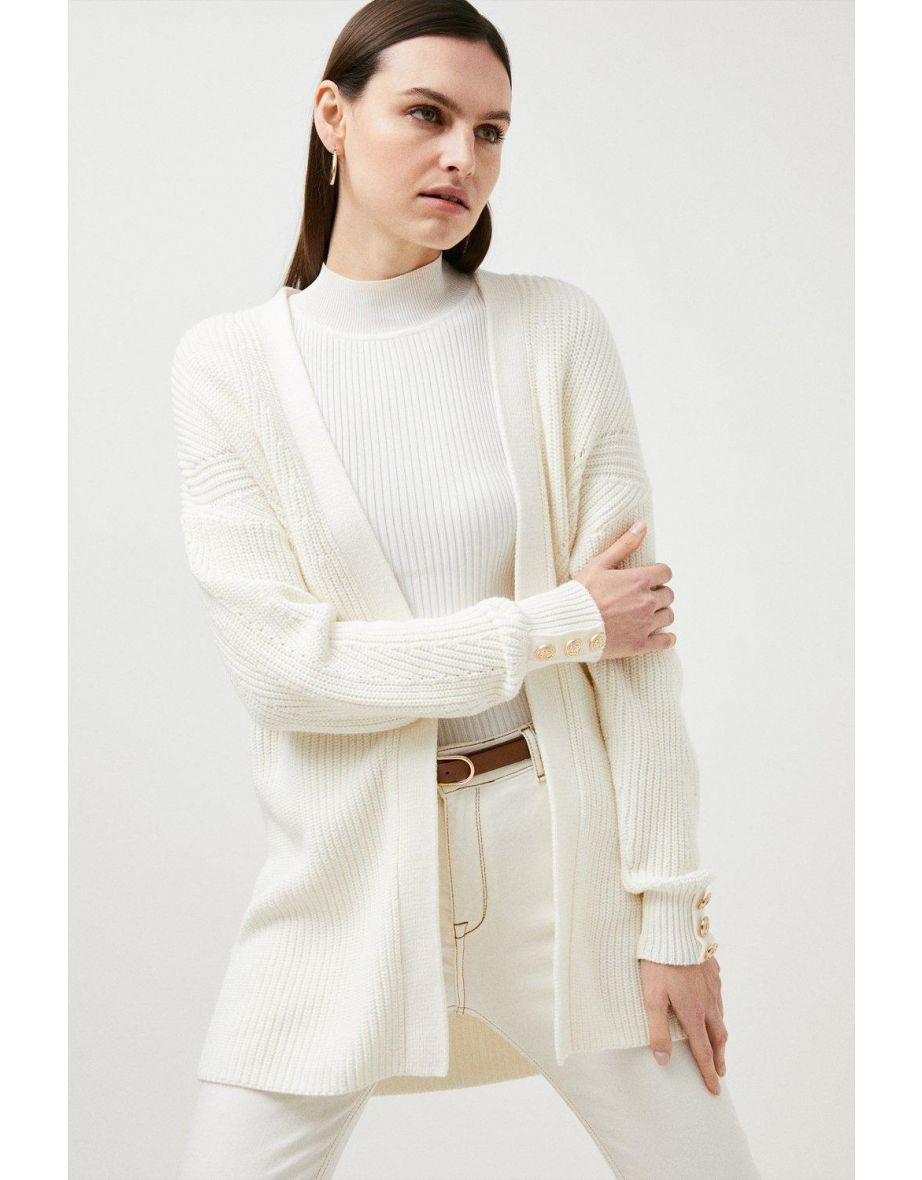 Fashioned Rib Pointelle Cardigan