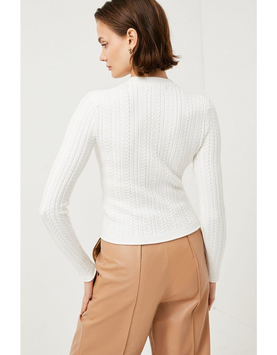 Cable Knit Military Cardigan - 2