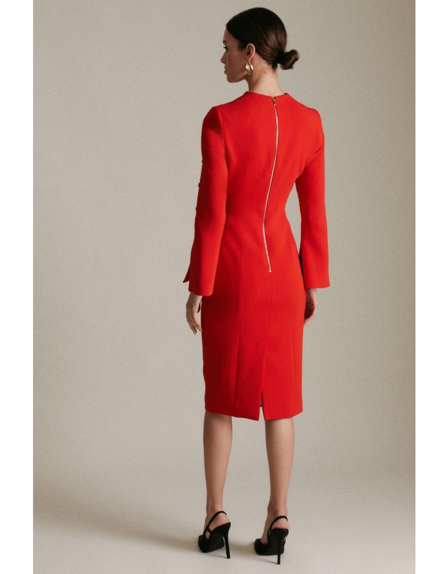 Petite Viscose Stud Sleeve Pencil Dress - 2