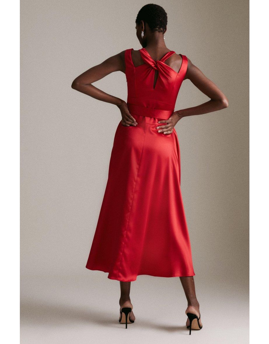 فستان ماكسي ساتان بتصميم متموج - 2