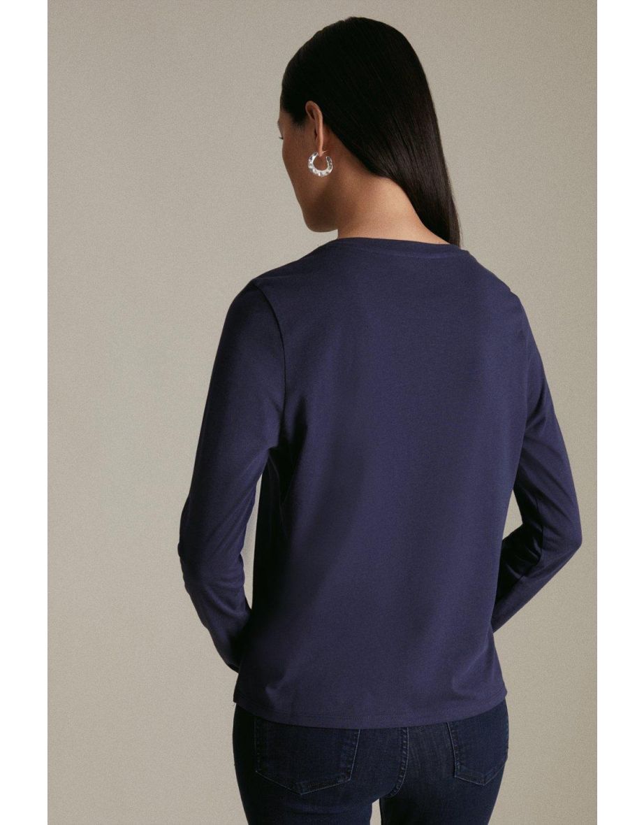 Long Sleeve Jersey Crew Neck Tee - 2