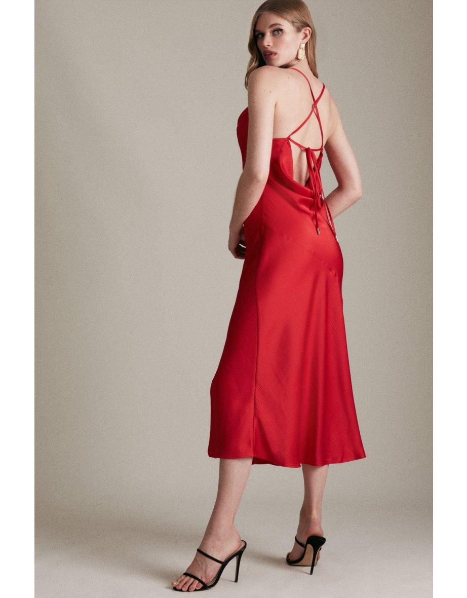 Hammered Satin Slip Midi Woven Dress - 2