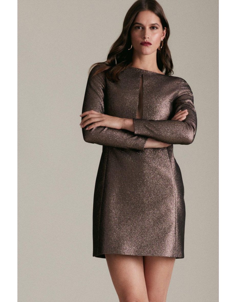 Karen millen metallic jacquard mini dress hotsell