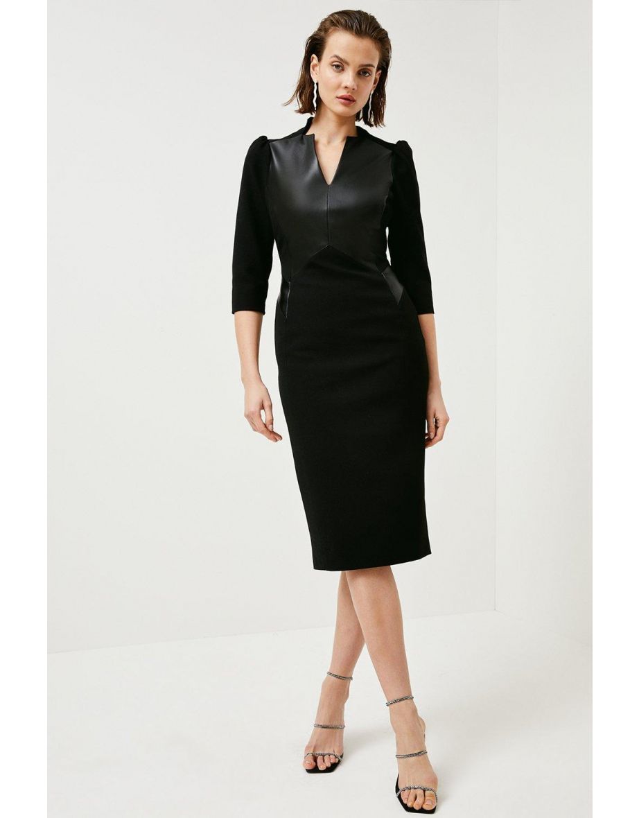 Structured Crepe And Pu Panel Forever Dress