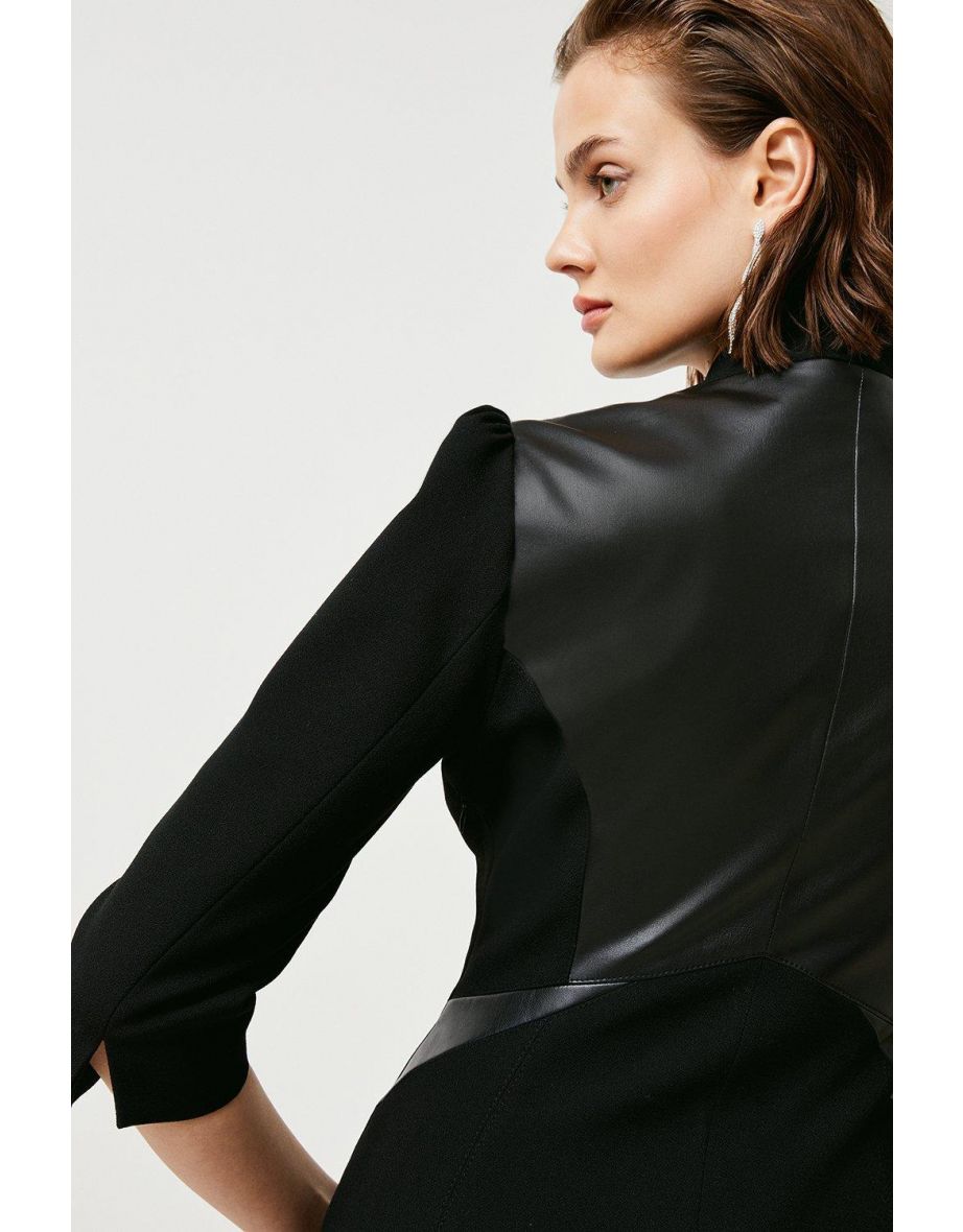 Structured Crepe And Pu Panel Forever Dress - 2