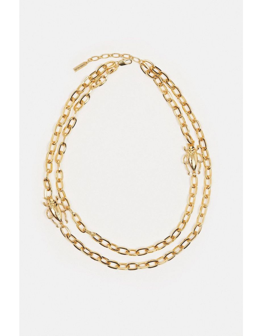Gold Plated Statement Beetle Necklace