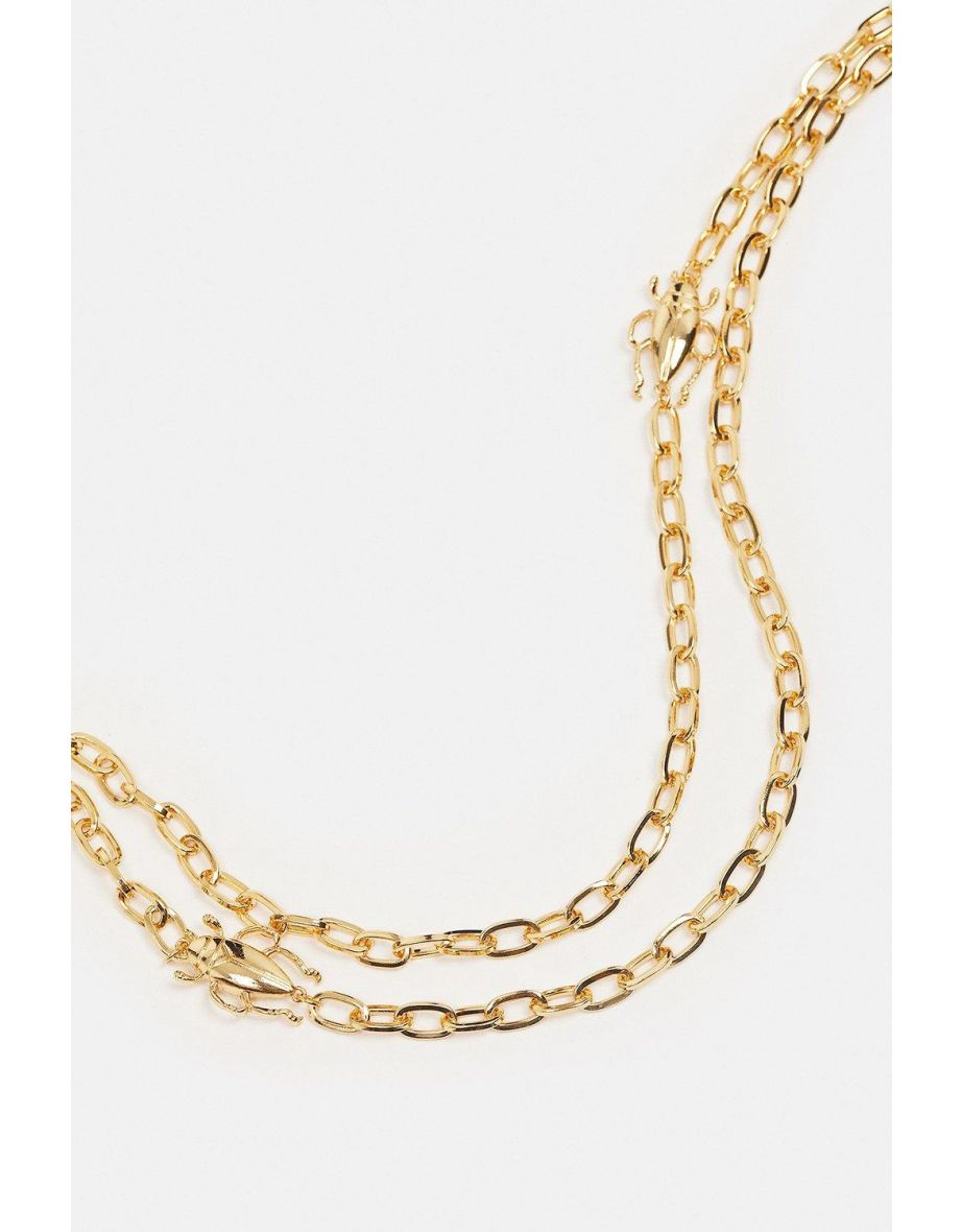 Gold Plated Statement Beetle Necklace - 1