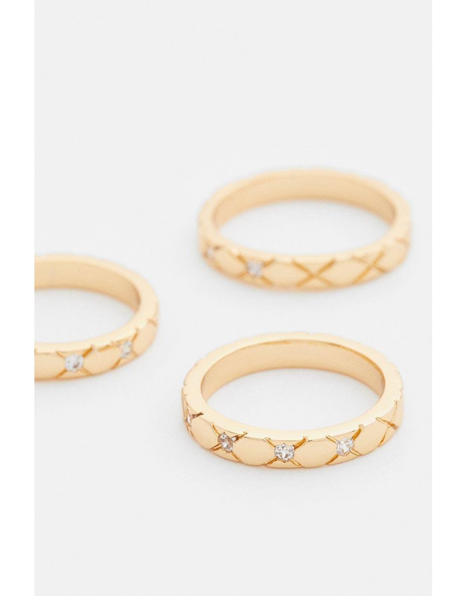 Gold Plated 3 Pack Chunky Rings - 2