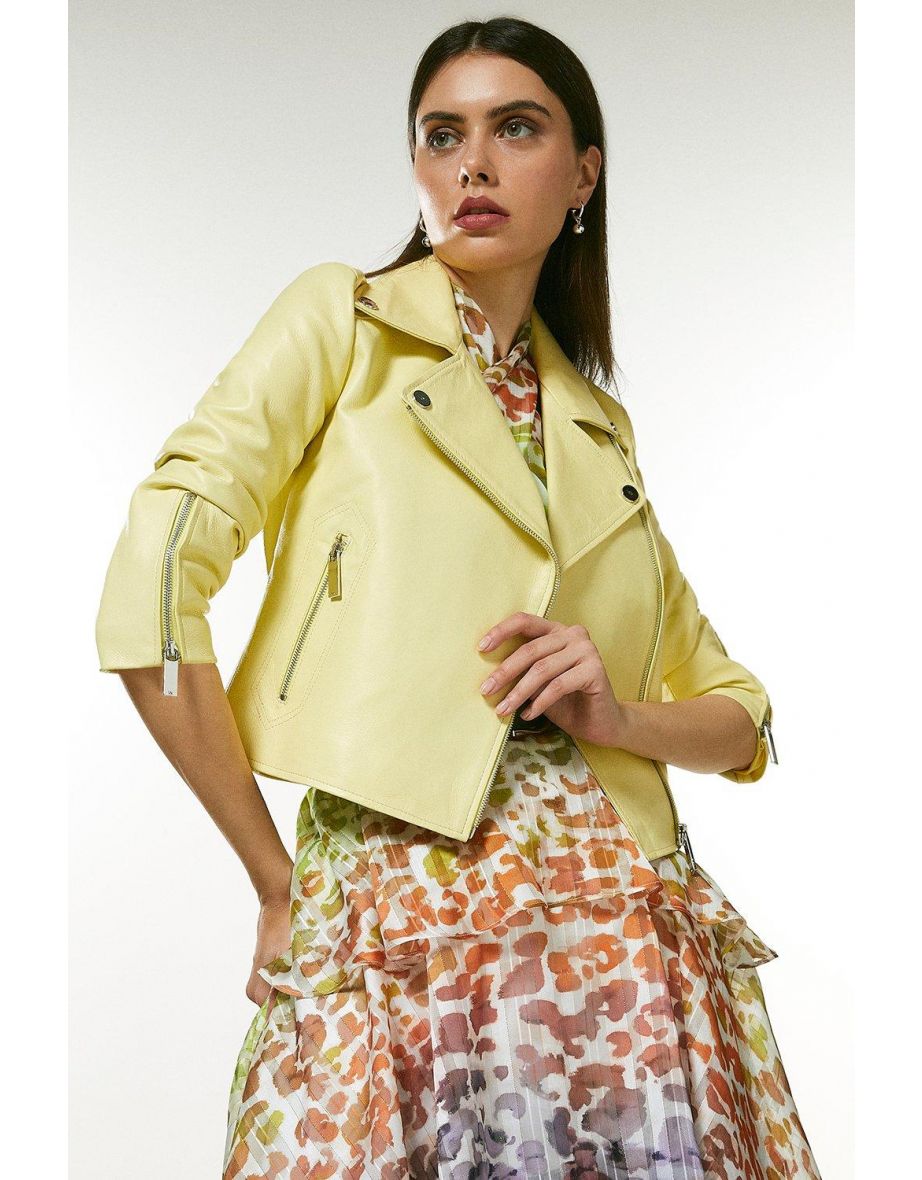 Karen millen clearance yellow leather jacket