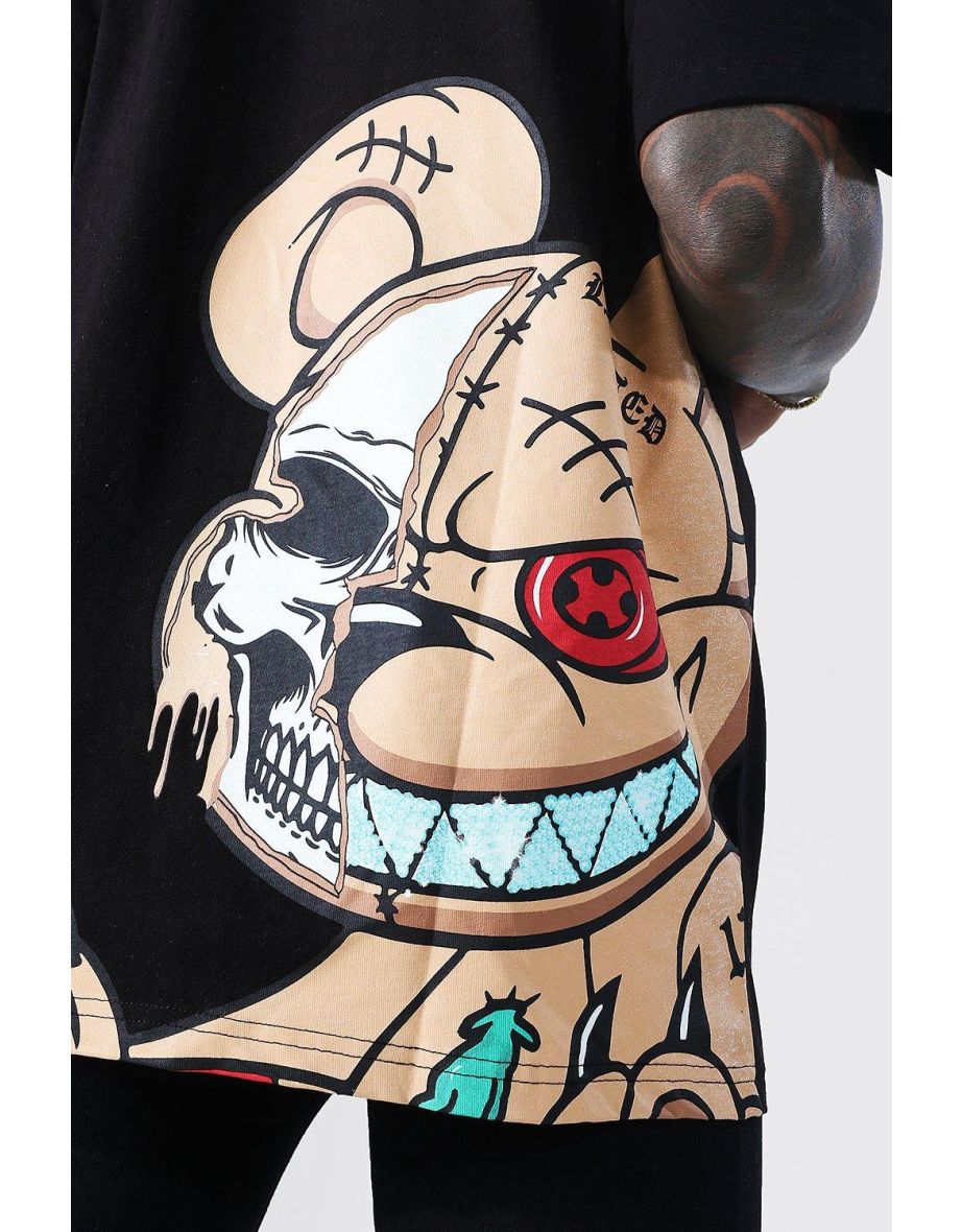 Oversized Ofcl Man Teddy Graphic T-shirt - Black - 2