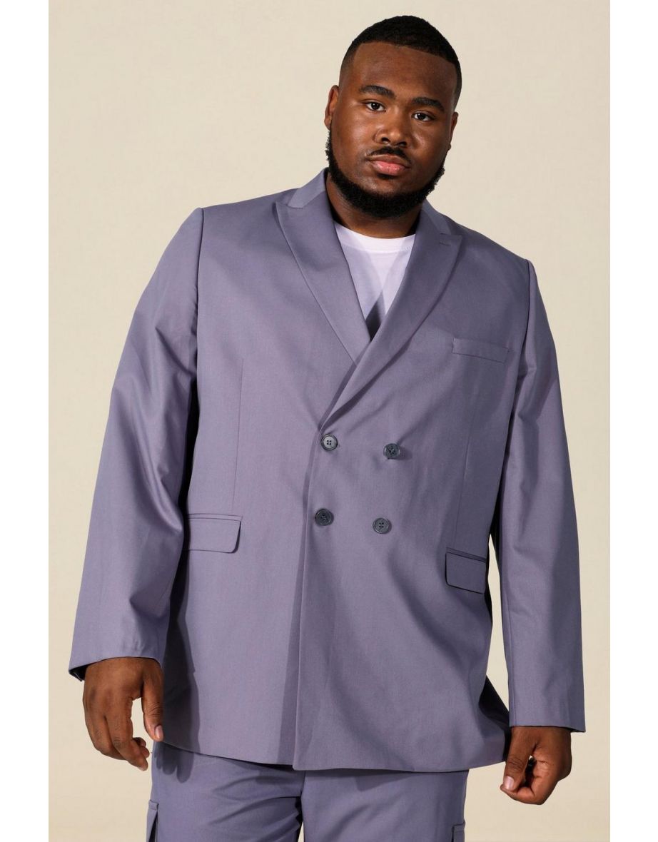 Shop Plus Size Double Breasted Suit Jacket slate Online in Oman VogaCloset