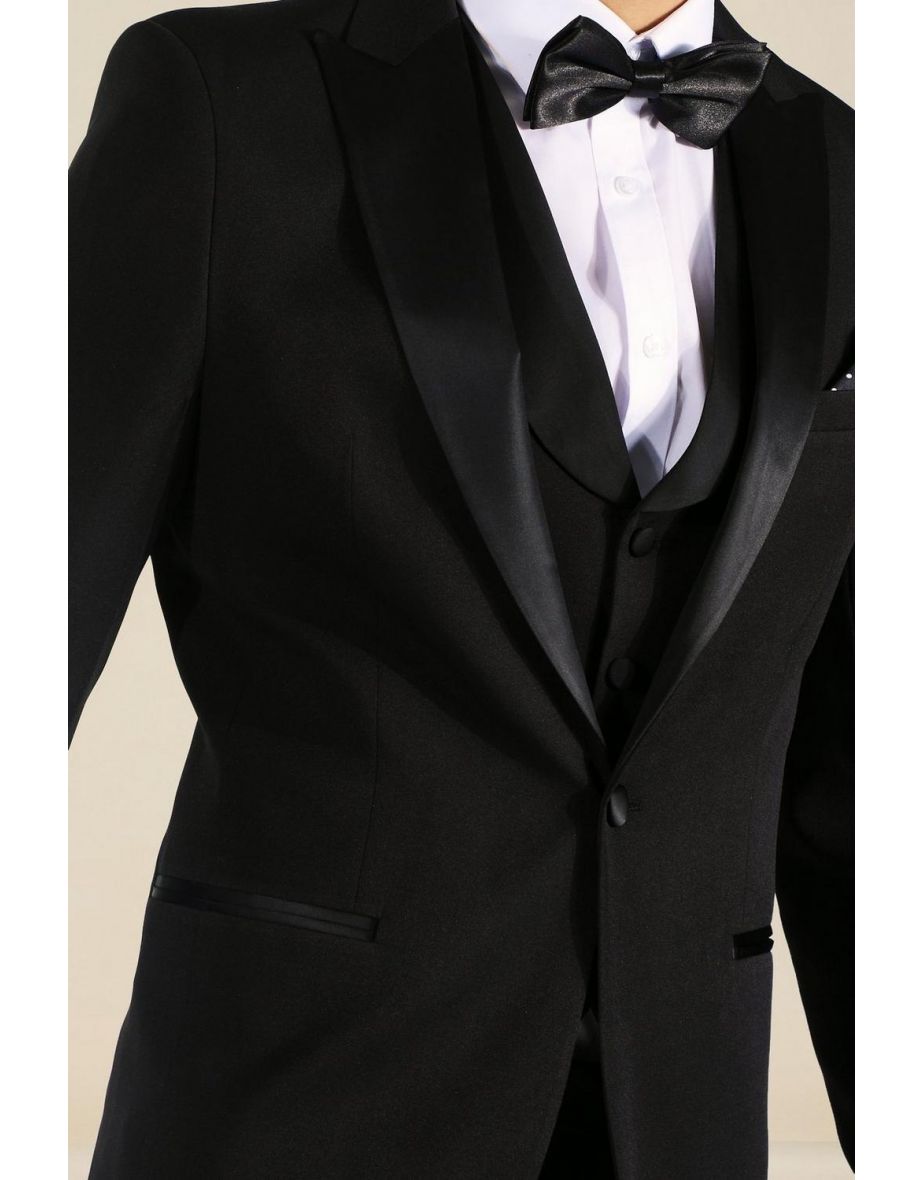 Skinny Tuxedo Single Breasted Suit Jacket - black - 2