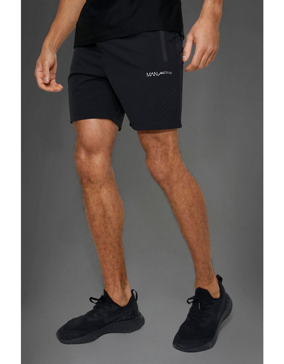 Man Active Gym Nylon Perforated Short - black