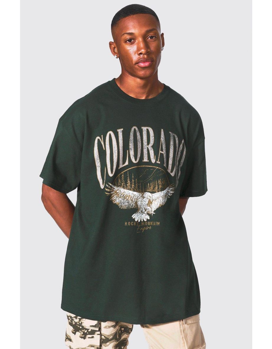 Oversized Colorado Varsity T-shirt - green