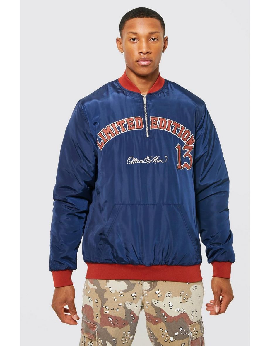 Limited Edition Nylon Quarter Zip Varsity Jac - navy