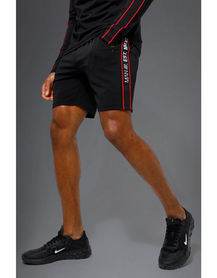 Man Active Gym Performance Stripe Short - black