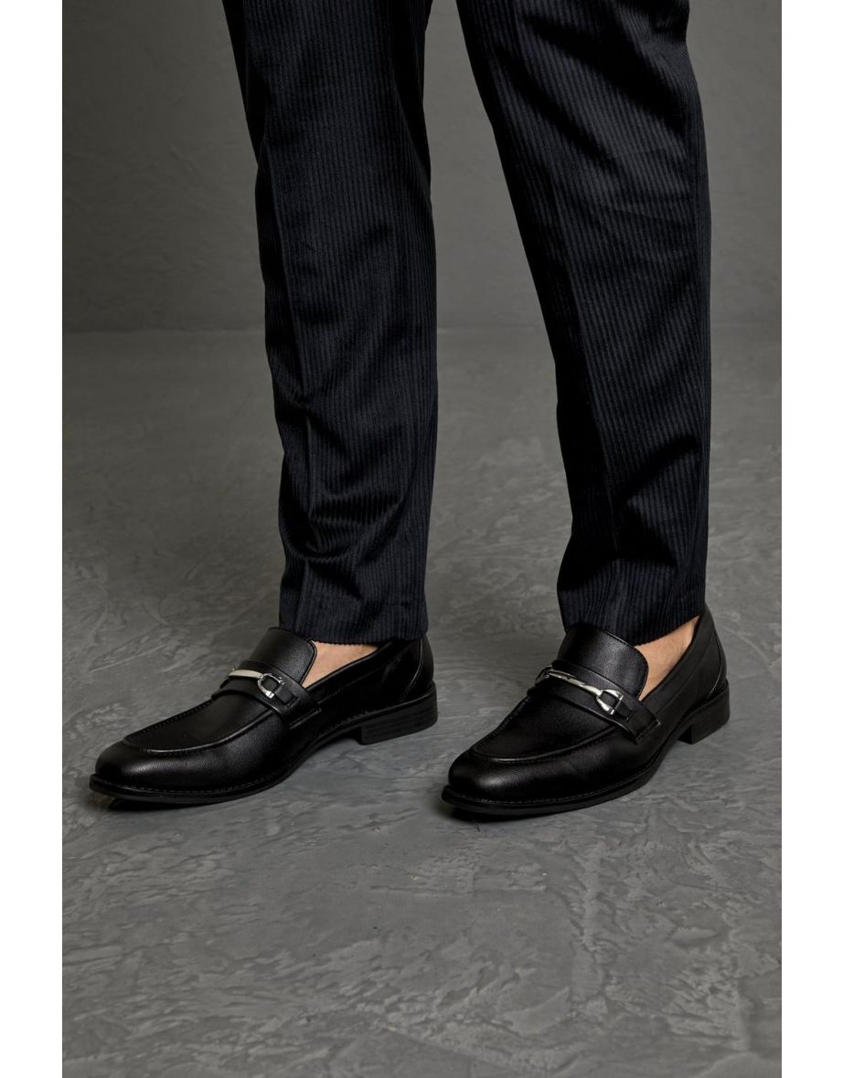 Faux Leather Loafer - black