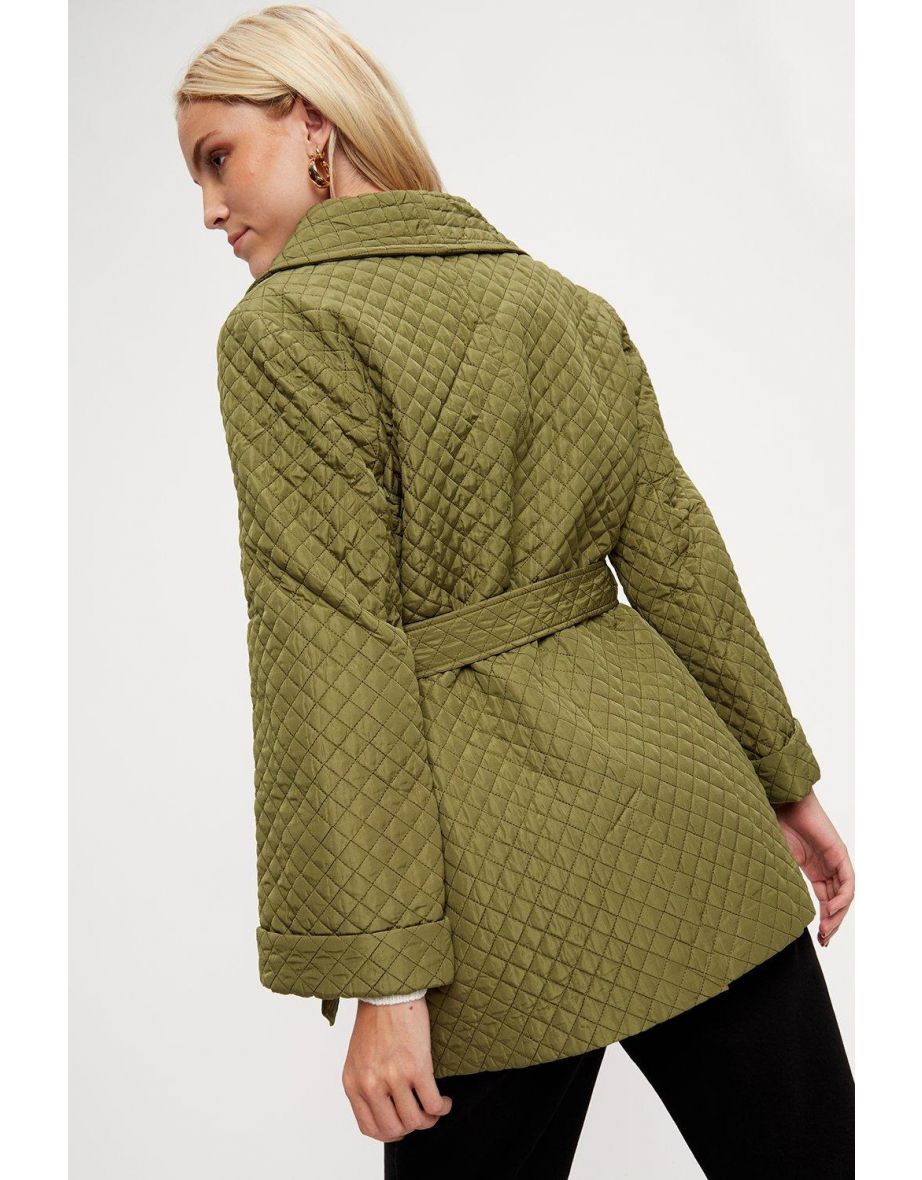 Short Quilt Wrap Coat - 2