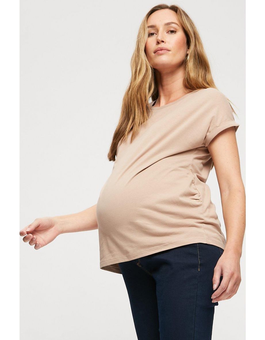 Maternity Roll Sleeve Organic Cotton Jersey T-shirt