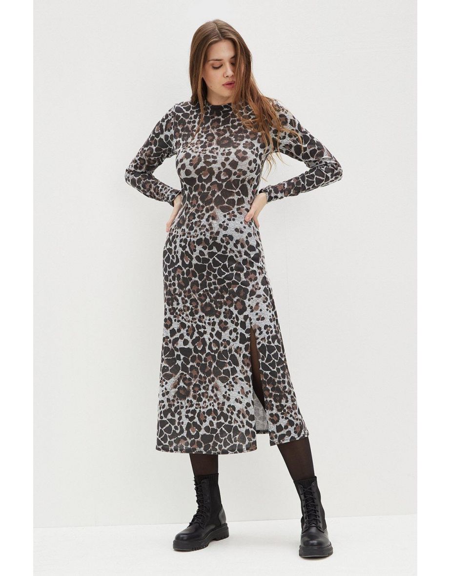 Tall Animal Print Brushed Midi Dress