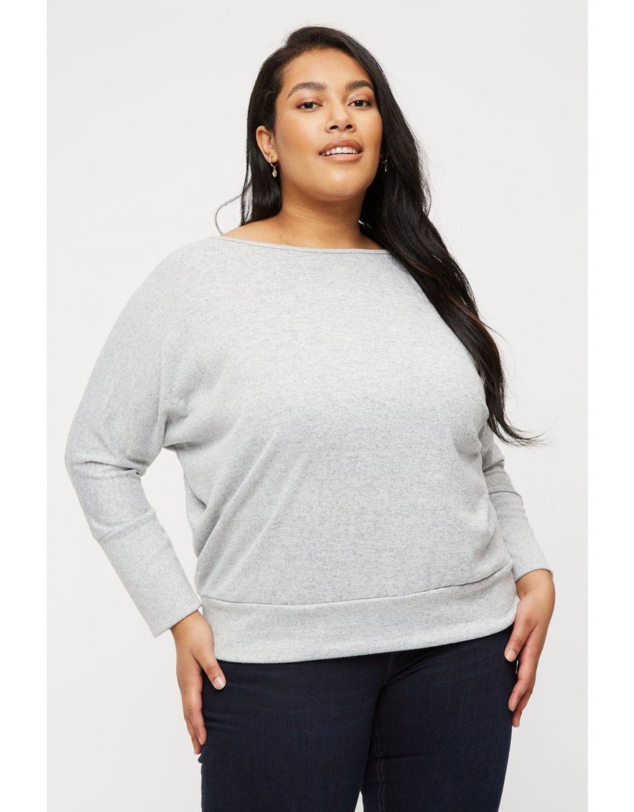 Curve Grey Batwing Top