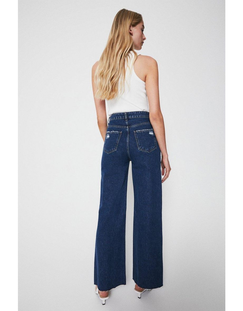 76s Wide Leg Full Length Rip Detail Jeans - 2