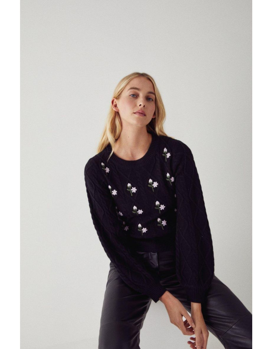 Floral Embroidered Knit Jumper